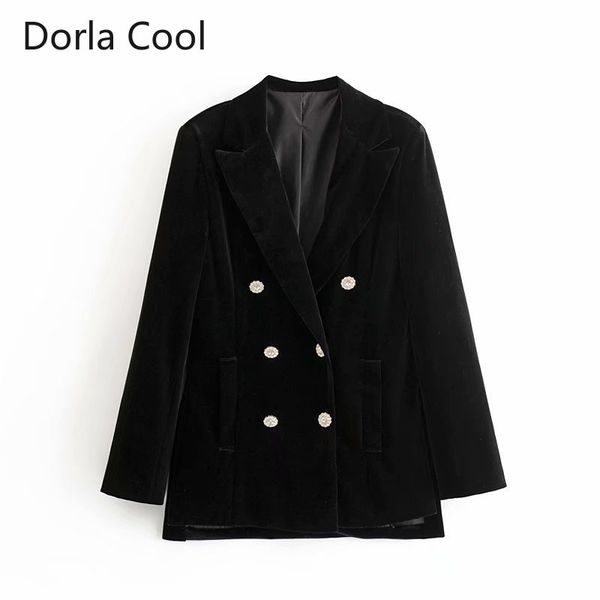 

new office lady's velvet blazers double breasted diamonds buttons outerwear coats women elegant spring autumn notched clothing, White;black