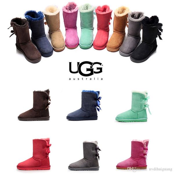 

3hight quality 13 ugg 3280 bow che tnut black navy red pink au tralian cla ic cowhide winter warm now boot 5825 women hort ankle boot, Black;brown