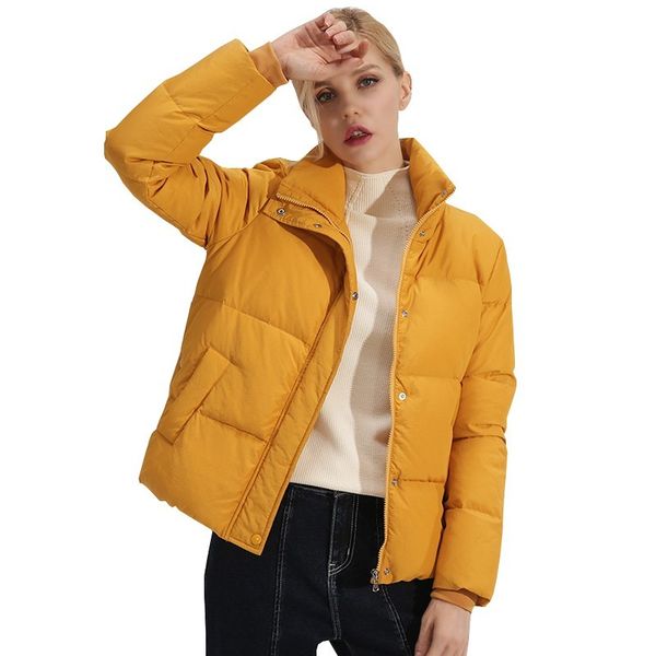 

winter new high-end women fashion parka standing collar side buckle duck down jacket coat ladies quality warm feather jacket 243, Black