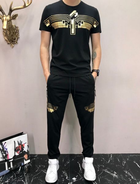 

mens 2020 luxury дизайнер одежды мужчины беговая gym костюмы joggers sweatsuit летняя футболка и брюки двухсекционный мужские дизайнерские к, Gray