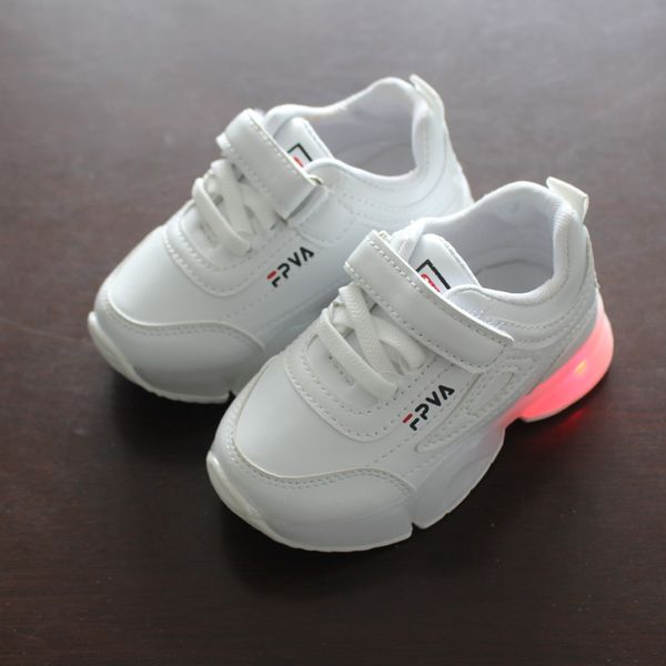 

2020 spring autumn bright children's sports shoes led boys casual baby toddler shoes girls running luminous kids sneakers, Black;red