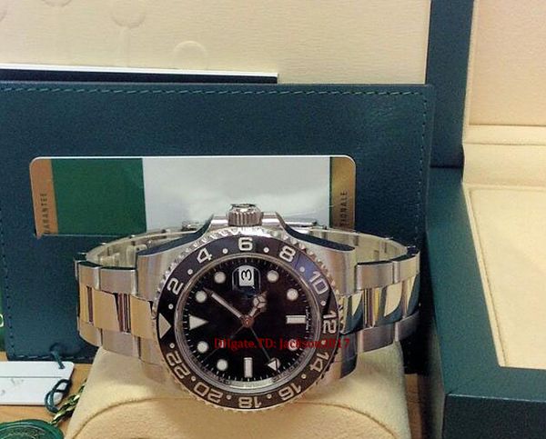 

original box certificate mens watches ii 116710ln black ceramic 42mm asia 2813 movement automatic, Slivery;brown