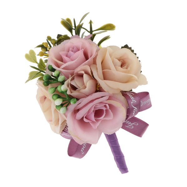 

silk rose boutonniere corsage brooch bridal groom wedding flower