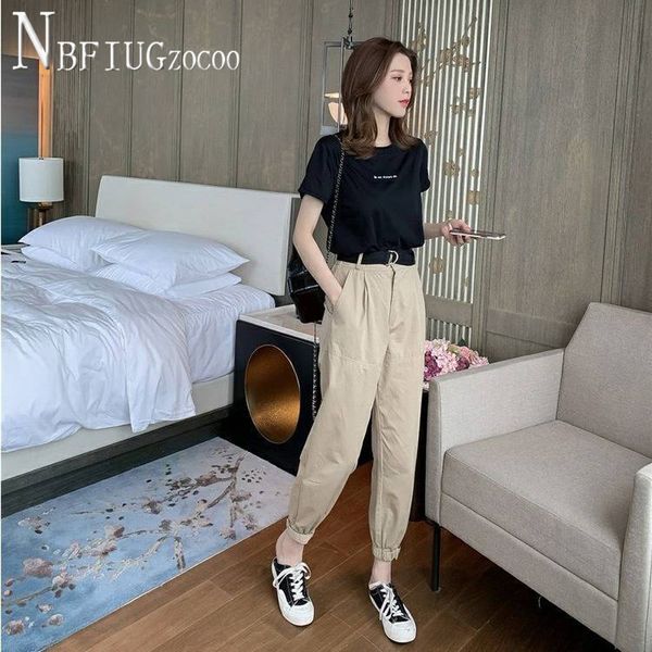 

2020 summer new korean short sleeve women sets t shirt and pants female sets, White