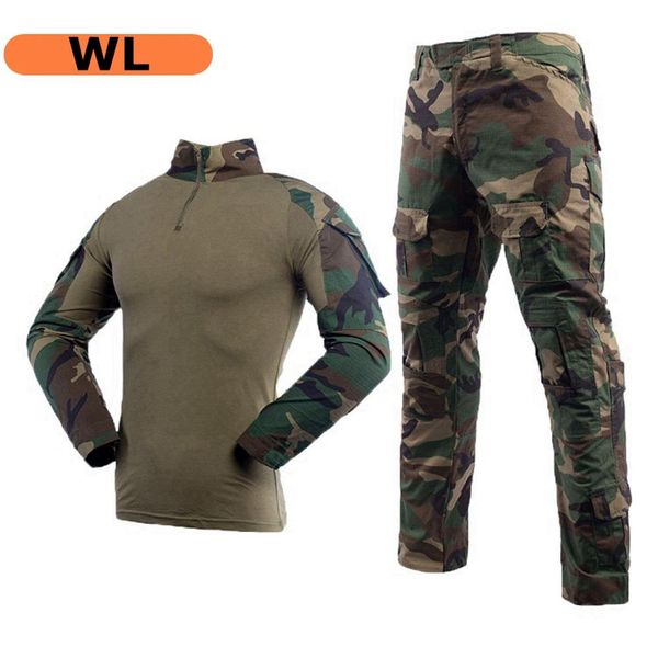 

tactical clothes pants shirt with knee elbow pads army combat bdu uniform set for paintball, Camo