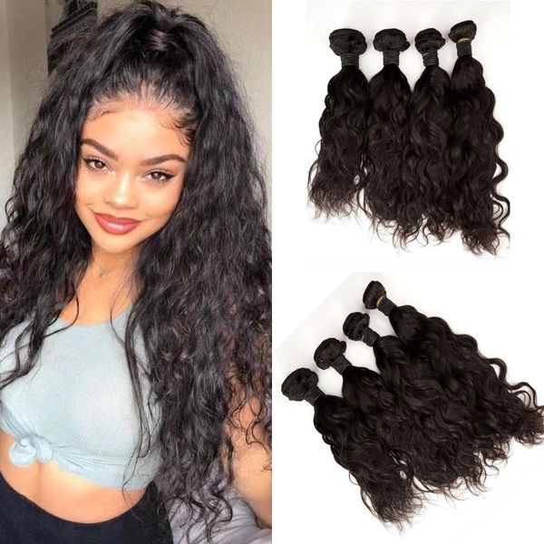 Water Wave Hair Bundles Indian Human Virgin Hair Wefts Natural