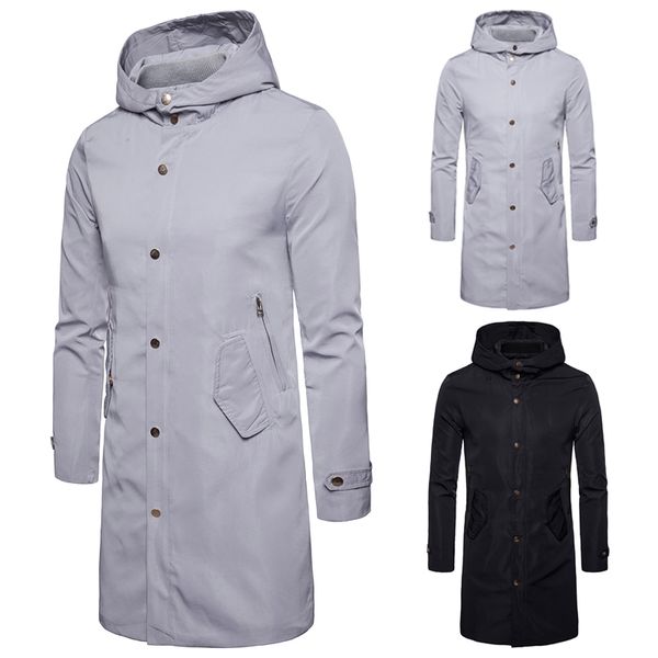 

trench coat men new arrival mid-length caot wind proof mens overcoats, Tan;black