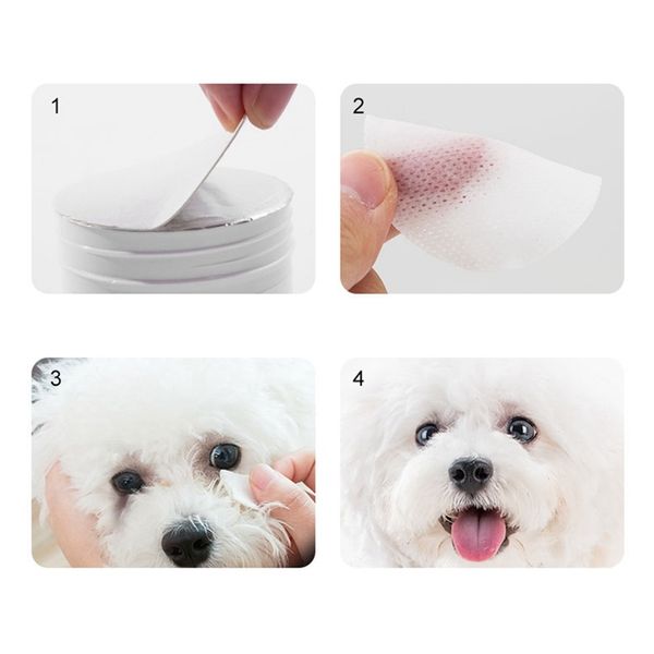 

100pc pet eye wet wipes cat tear stain remover dog cleaning paper towels non-intivating cleaning wipes dog houses kennels accessories
