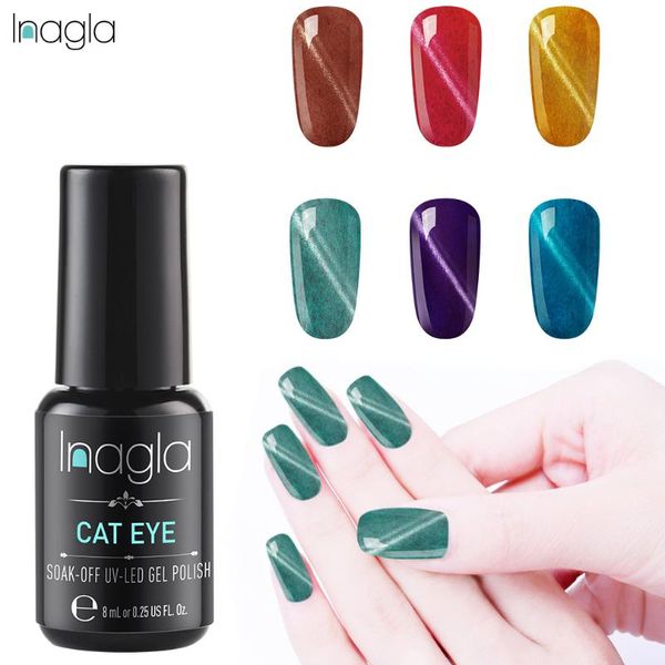 

nail gel inagla furcoat cat eye polish soak off uv led lacquer varnish base coat 8ml, Red;pink