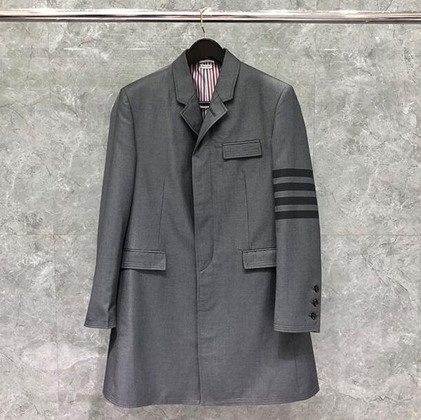 

2020 мода tb thom бренд ветровка весна осень мужская длинное пальто с отложным воротником повседневная мужская тонкая куртка формальный кост, Tan;black