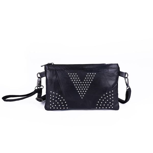 

women punk rivet messenger bags girls fashion black small shoulder bags ladies pu leather sheepskin crossbody bag #t10