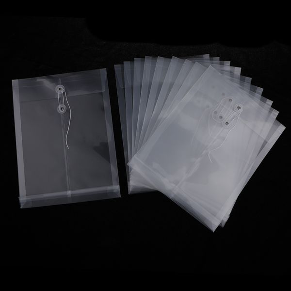 

10-pack clear poly document folder office envelopes organizer with string a4