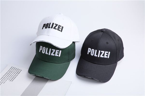 

polizei hats caps hip embroidered hop hats letters male female designer men women ball casual ermco
