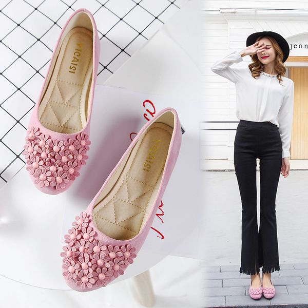 

rivets studs casual woman shoe large size women autumn female shoes shallow mouth women's ballerinas modis round toe big size, Black