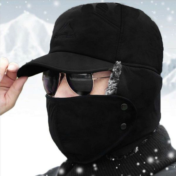 

outdoor party warm hat 1pcs men women faux fur ear flap hat cap winter ski trooper cotton solid color lei feng cap