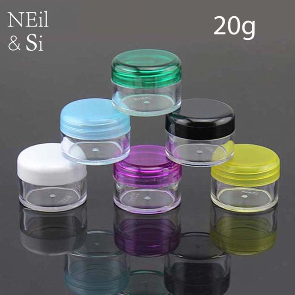 Jar 20g plástica cosmética Lip Balm Creme Loção embalagens reutilizáveis ​​Maquiagem Amostra Eyeshadow Container frete grátis