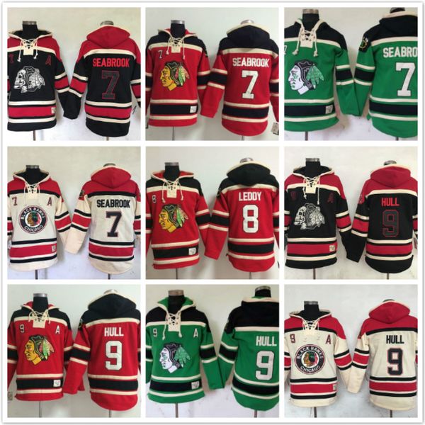 

chicago blackhawks hoodies 7# 8 nick leddy 9 bobby hull ice hoody sweatshirts red black green beige, Black;red