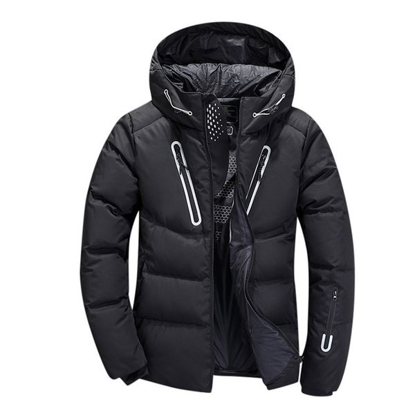 

new winter warm downs jacket men outwear thick snow parkas hooded coat male casual thermal windproof downs jacket men, Black