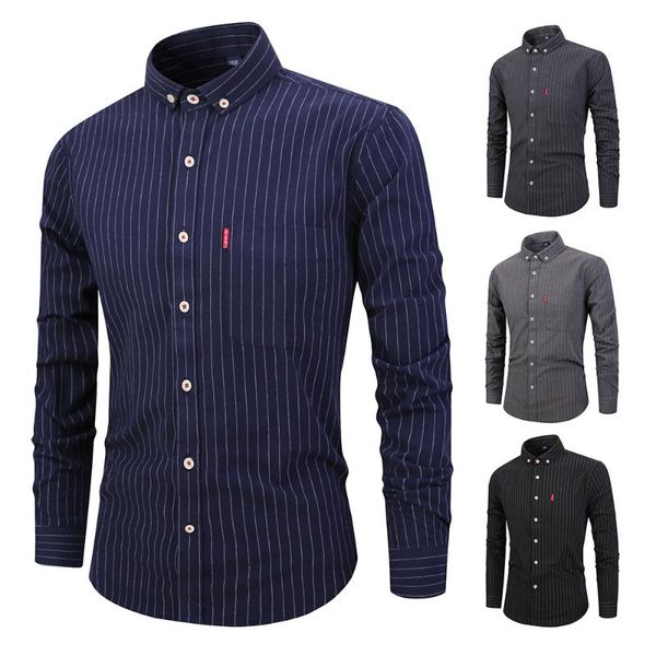 

men's casual shirts fashion men 100% cotton japan style fire striped shirt long sleeve dress slim fit blouse, White;black