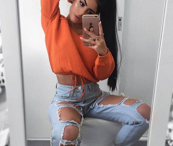 

fashion autumn summer shirt clothing crop women ladies v neck off shoulder long sleeve jumper knit pullover mini shirt, White