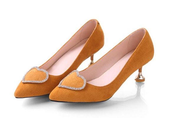 

2019 suede women's shoes in spring and autumn with new style high heel fine heel pointed end @204, Black