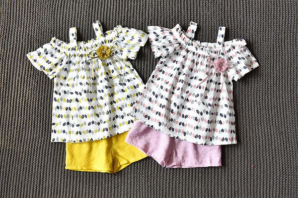 

kids designer clothes baby two piece outfits suit girls floral suspender shorts summer children set kids fashion clothing boutique, White