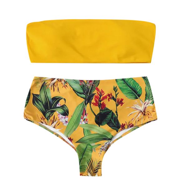 

sagace women swimwear bikini set print push-up padded bathing suit women two pieces beachwear brazilian swimwear yellow