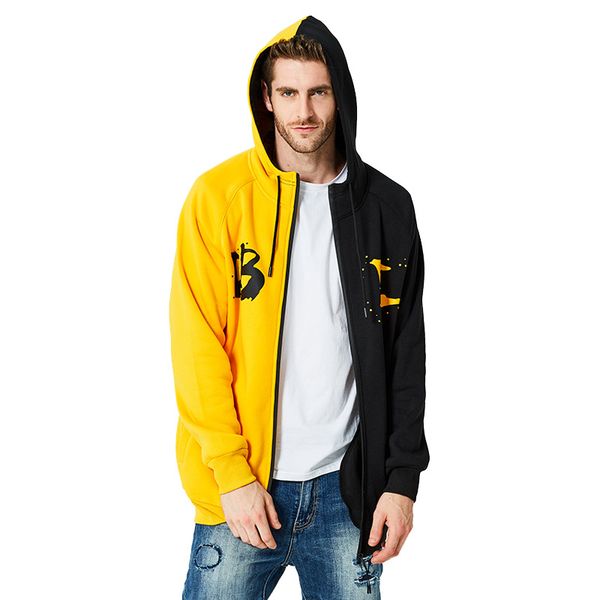 

autumn and winter men double-color sportswear hoodi zipper men's sweatshirts, Black