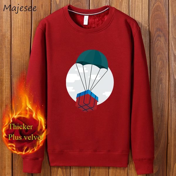 

hoodies men o-neck thicker plus velvet printed loose large size pullovers mens trendy simple all-match korean daily sweatshirts, Black
