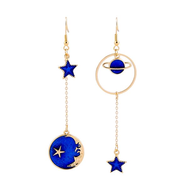 

new creative enamel earrings geometric planet earrings korean version ins wind net red star month, Golden;silver