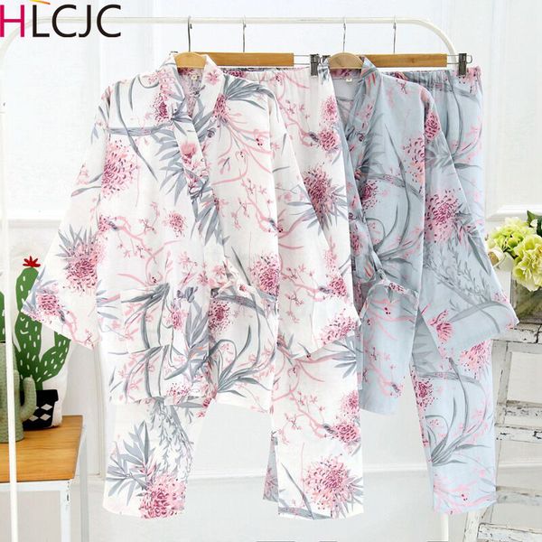 

women's pajamas print pants spring autumn pijamas set ladies sleep set night kimono bathroom pyjamas women long pant robe, Black;red