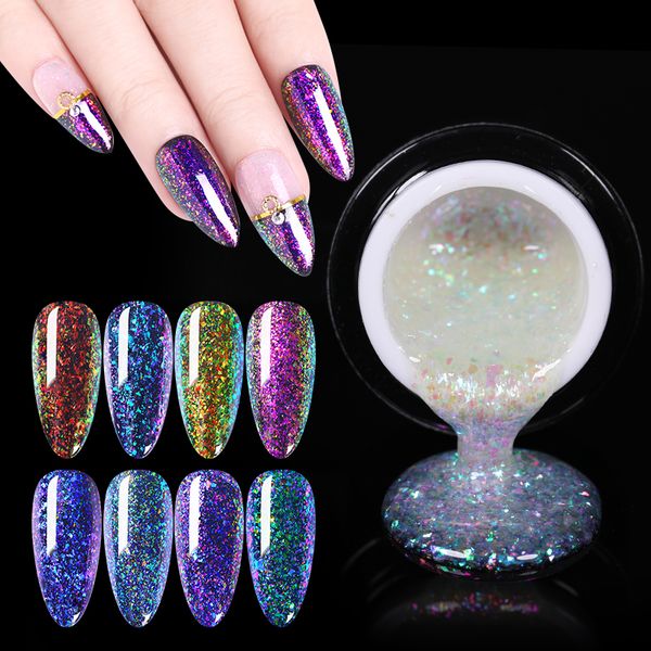 

1 box 5ml 3d chameleon sequins uv gel polish lacquer soak off manicure nail art uv gel polish varnish diy designs 8 colors, Red;pink