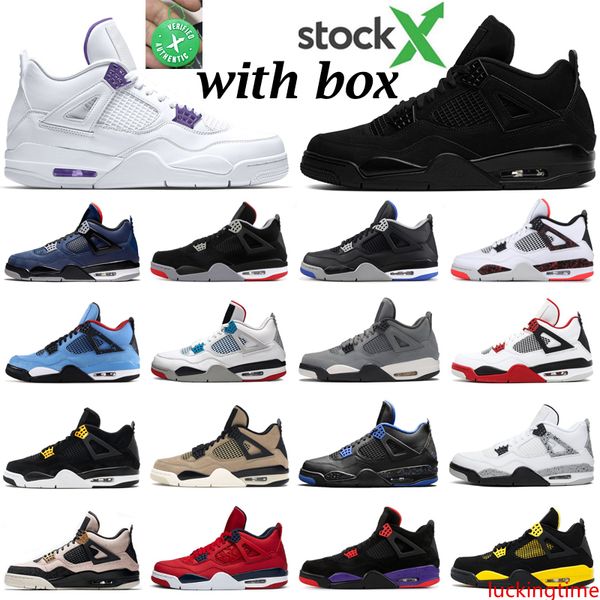 

new 4s black cat jumpman 4 mens basketball shoes court purple bred cactus jack royalty loyal blue men women athletic sports sneaker