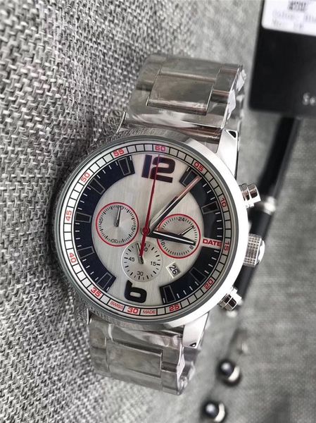 

luxury watch brand watches quartz movement satch chronograph wristwatch for man 018, Slivery;brown