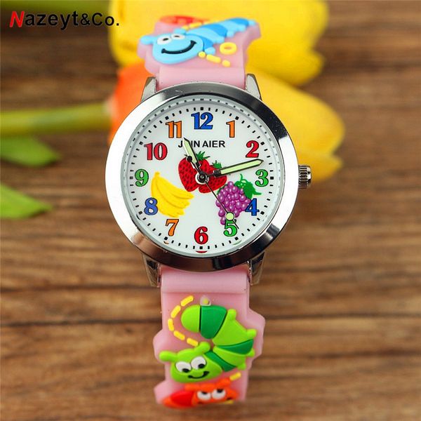 

3d children watch little boys girls sweet fruit dial luminous hands soft silicone jelly wristwatch kids gift clock, Blue