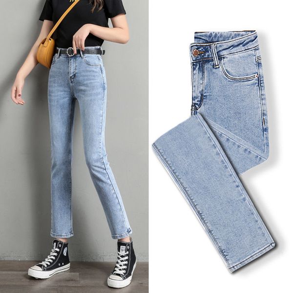

women's jeans 2021 plus size 25-32 spring blue women high waisted straight lady vintage ankle-length soft summer