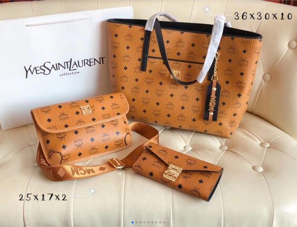 

2020 high-quality wild leather handbag purse classic ladies simple new shoulder bag three-piece large-capacity backpack wallet
