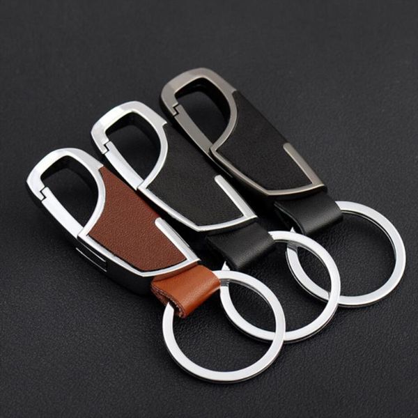 

exquisite pu leather metal keychain car key chain keyring zinc alloy key ring fashion men gifts lovers keyfob, Silver
