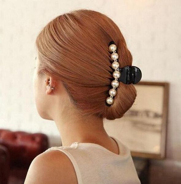 

2019 headwear ornaments for hair accessories hair trendy hair crab hairpins rhinestone pearls shiny luxury women clip girl claws yafnn, Black