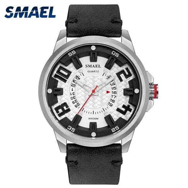 

smael mens watches quartz leather watchband watch business clock stainless steel case wristwatch 9104 relogio masculino watches, Slivery;brown