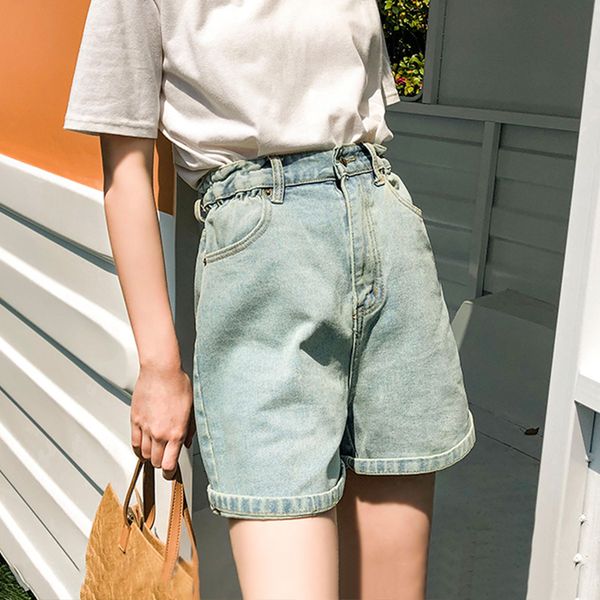 

women cotton denim denim shorts female summer 2019 new loose thin chic women fashionable pants tide summer, Blue