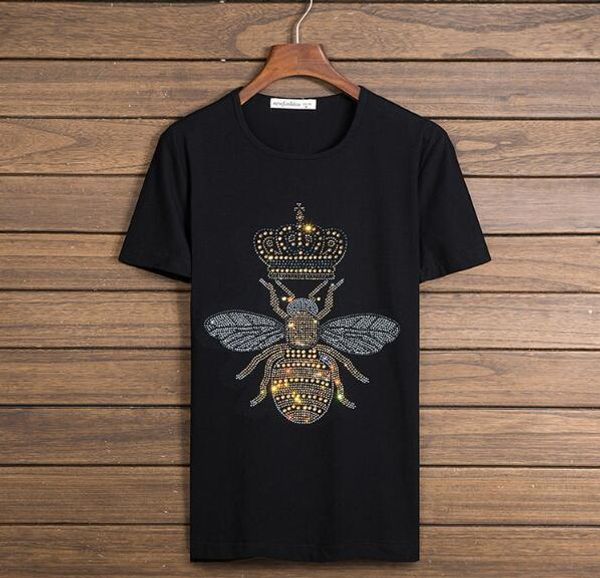 

men luxury diamond design short sleeve tshirt fashion t-shirts men funny brand cotton and tees, White;black