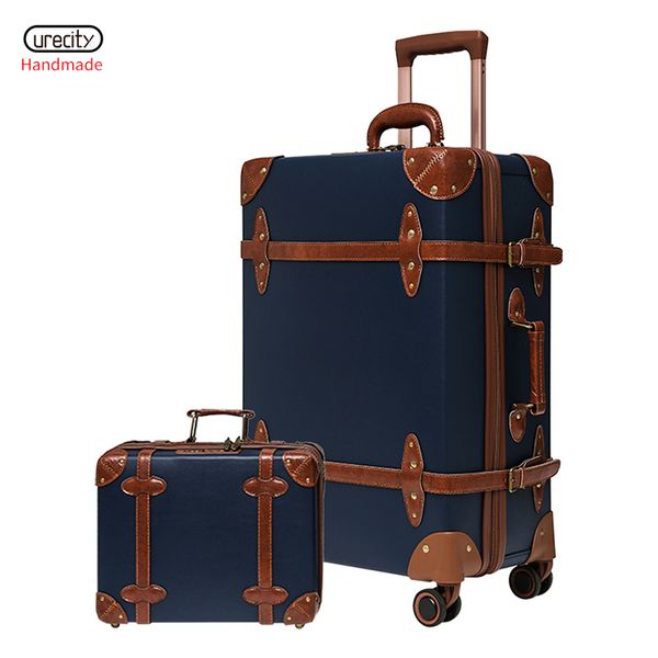 

модные винтажные кожаные багажные наборы для мужчин и женщин, чемодан-тележка большой емкости с кодовым замком, 26/28 дюйма