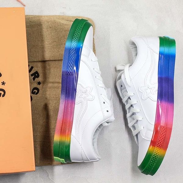 

golf le fleur x convase st star ox rainbow designer casual shoe white canvas street trend style mens classic flowers leisure shoes