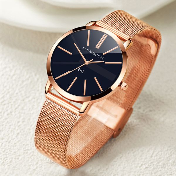 

minimalist style ladies watch steel mesh strap bracelet watch women quartz wristwatch clock gift #w, Slivery;brown