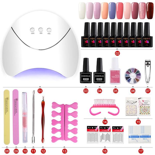 

manicure set nail kit dryer 36w uv led lamp&uv gel varnish polish base coat for manicure gel nail polish art sets