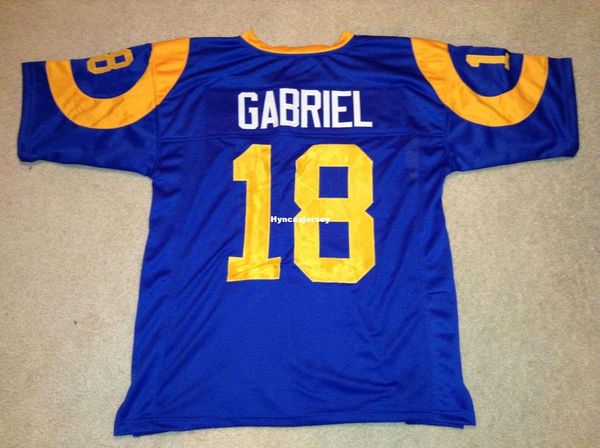 

retro custom sewn stitched #18 roman gabriel blue mitchell & ness jersey high-end men's football jerseys college ncaa, Black;red