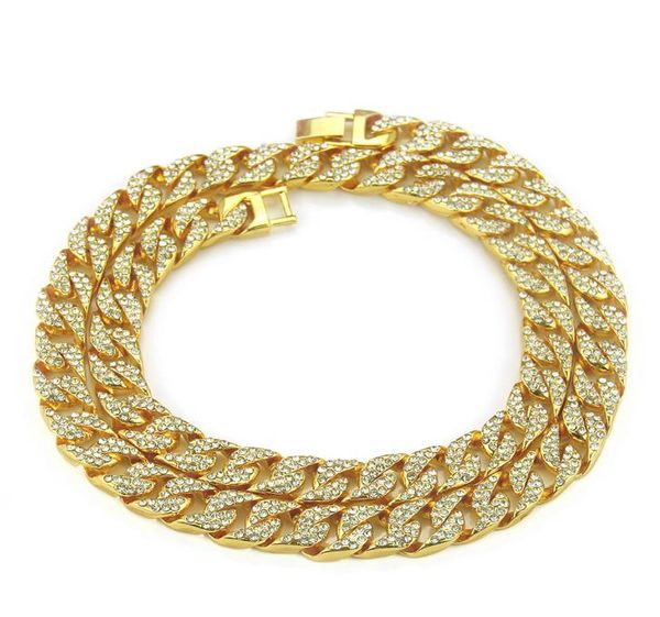 

the latest pop men's hip-hop diamond personality chain necklace european and american fashion cuban boutique chain necklace jewelry, Silver