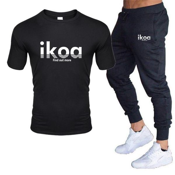 

2020 новая летняя мода спортивная футболка мужская летняя спортивная футболка с короткими рукавами + шорты мужские 2 комплекта повседневной, Gray