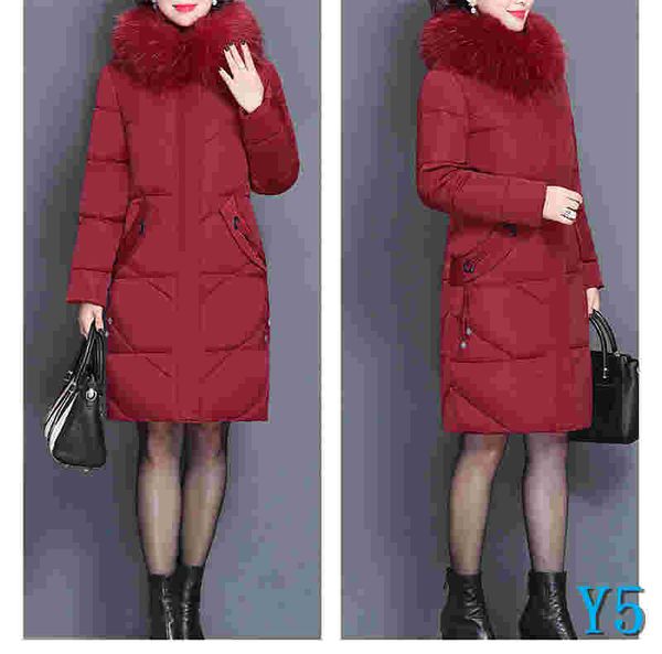 

gifts for parents 19fw womens winter jacket fur collar female jacket slim cotton-padded long jacket outerwear parka large size 6xly5, Black